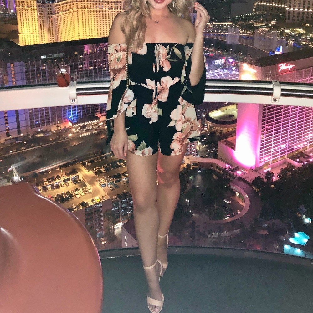 Black floral romper